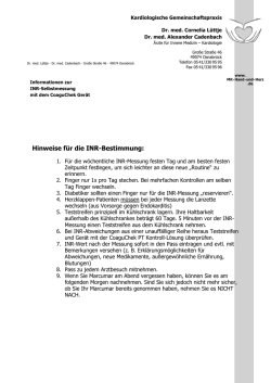 INR-Selbstmessung - Kardiologische Gemeinschaftspraxis