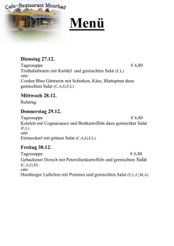 Dienstag 27.12. Mittwoch 28.12. Donnerstag 29.12. Freitag 30.12.
