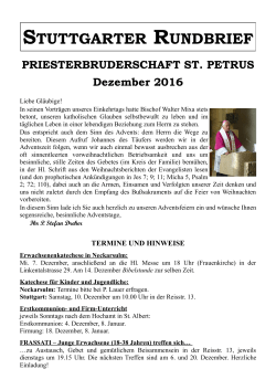Dezember - Priesterbruderschaft St. Petrus