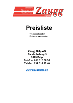 Preisliste - Zaugg Belp AG