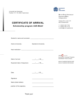 Certificate of arrival - Universität des Saarlandes