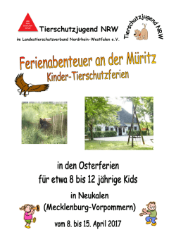 Infoflyer Kindertierschutzferien M&uuml;ritz 2017