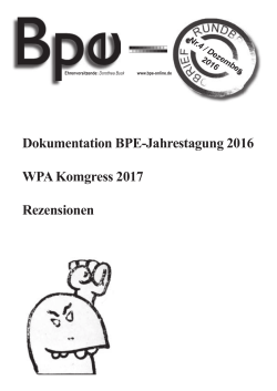 Dokumentation BPE-Jahrestagung 2016 WPA Komgress 2017