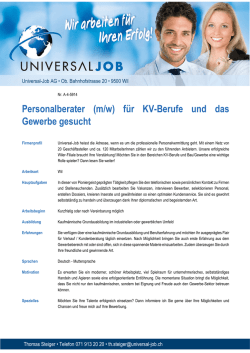 Personalberater (m/w) für KV-Berufe und das Gewerbe