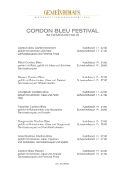 Cordon Bleu Karte - Gemeindehaus Thayngen