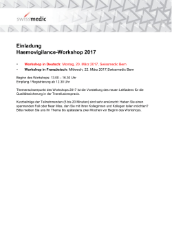 Einladung Haemovigilance-Workshop 2017