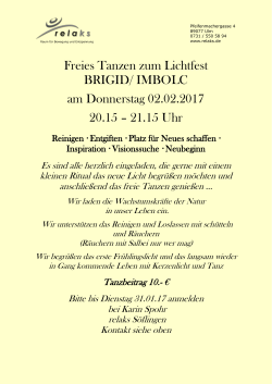 Ritual und freies Tanzen zu Lichtmess 02.02.2017