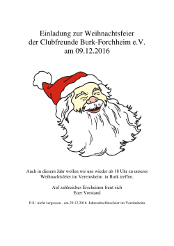 Einladung zur Weihnachtsfeier 2016 - Clubfreunde Burk