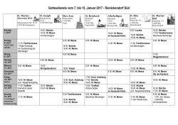 Gottesdienste vom 24. Dezember 2016 bis 1. Januar 2017