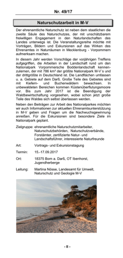 Information aus dem Jahresprogramm