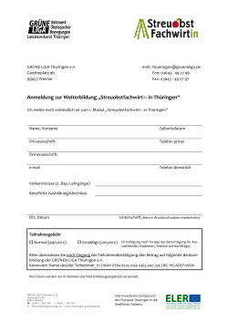 Anmeldeformular - Grüne Liga Thüringen
