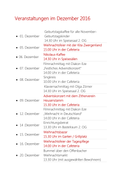Veranstaltungen im Dezember 2016