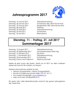 Jahresprogramm 2017 Sommerlager 2017