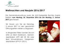 Öffnungszeiten über Weihnachten und Neujahr