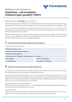 Hypothekar- und Immobilien kreditvertr&auml;gen gem&auml;&szlig; &sect; 7 HIKrG