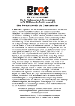 Eine Perspektive f&uuml;r die Chancenlosen