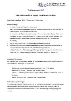 Information zur Einbringung von Wahlvorschl&auml;gen