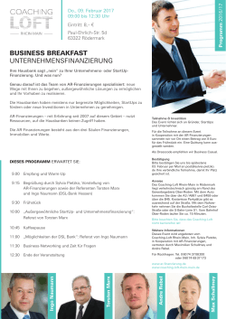 Business Breakfast AR-Finanzierungen - Coaching-Loft Rhein