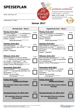 Speiseplan Zaubertopf Januar 2017