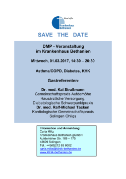 SAVE THE DATE - Klinik Bethanien