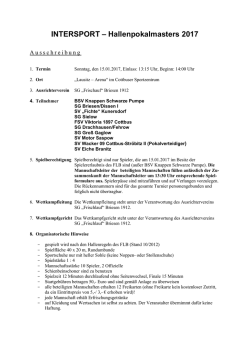 INTERSPORT &ndash; Hallenpokalmasters 2017