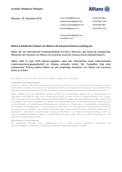 Investor Relations Release