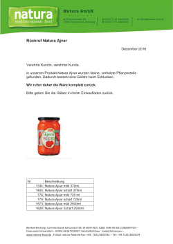 Rückruf Natura Ajvar - Lebensmittelwarnung.de