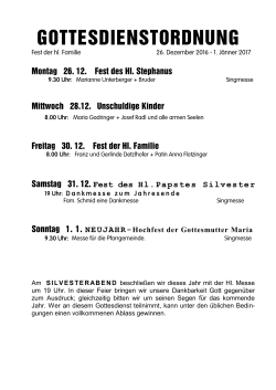 Gottesdienstordnung vom 28.Nov.