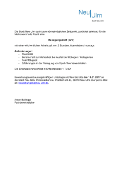 Stellenausschreibung Reinigungskraft m/w - Stadt Neu-Ulm