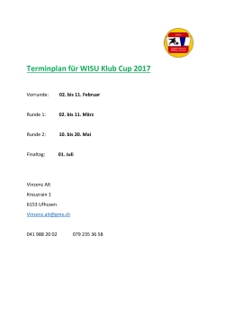 Terminplan für WISU Klub Cup 2017