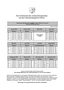 Jahres&uuml;bersicht 2016 - Oberlandesgericht Hamm