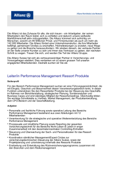 Leiter/in Performance Management Ressort Produkte