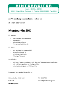 Monteur/in SHK - Hinterreiter Gas