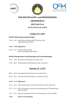 Programm Diplom Alpin- und Höhenmedizin