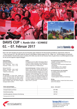 Davis Cup USA-SUI: Angebot Supporterreise
