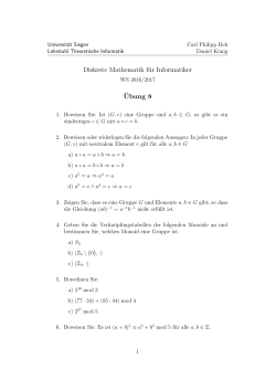 Diskrete Mathematik f&uuml;r Informatiker &uml;Ubung 8