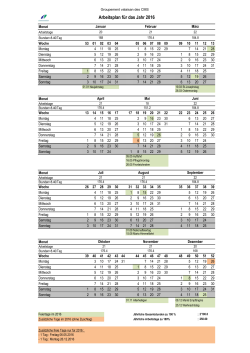 Arbeitsplan für das Jahr 2016