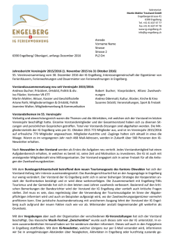 Jahresbericht des Pr&auml;sidenten 2016