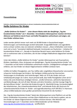 Hei&szlig;e Gefahren f&uuml;r Kinder!