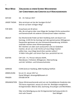 Info Schneeweekend - Evangelische Kirchgemeinde Gachnang