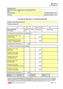 IV 311 F Auswahlkriterien