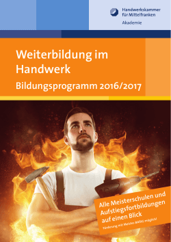 Weiterbildung im Handwerk - Bildungsprogramm 2016/2017