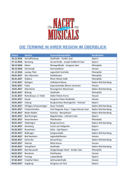 DIE TERMINE IN IHRER REGION IM ÜBERBLICK