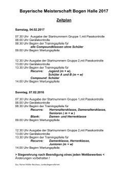 Bayerische Meisterschaft Bogen Halle 2017 Zeitplan