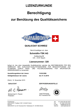 Schmidlin-TSK AG - Qualicoat Certificate