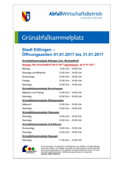 Stadt Ettlingen – Öffnungszeiten 01.01.2017 bis 31.01.2017