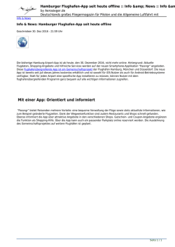 Hamburger Flughafen-App seit heute offline