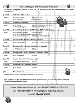 Festtagsfahrplan Wolfenb&uuml;ttel