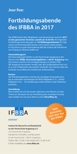 Jour fixe: Fortbildungsabende des IFBBA in 2017