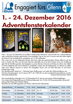 1. - 24. Dezember 2016 Adventsfensterkalender